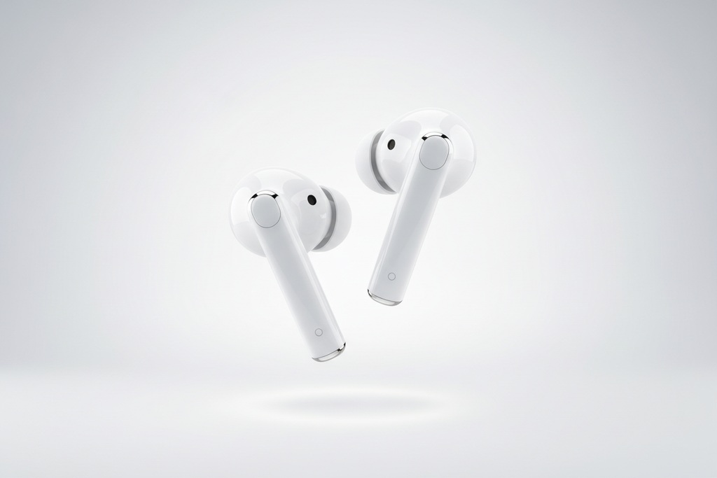 fancy white colour earbuds